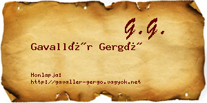 Gavallér Gergő névjegykártya